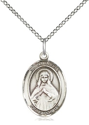 [8312SS/18SS] Sterling Silver Saint Olivia Pendant on a 18 inch Sterling Silver Light Curb chain