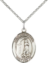 [8314SS/18SS] Sterling Silver Saint Zoe of Rome Pendant on a 18 inch Sterling Silver Light Curb chain