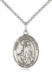 [8317SS/18SS] Sterling Silver Saint Anthony of Egypt Pendant on a 18 inch Sterling Silver Light Curb chain