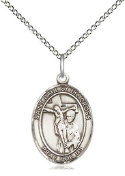 [8318SS/18SS] Sterling Silver Saint Paul of the Cross Pendant on a 18 inch Sterling Silver Light Curb chain