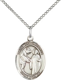 [8321SS/18SS] Sterling Silver Saint Columbanus Pendant on a 18 inch Sterling Silver Light Curb chain