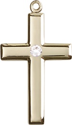 [2190KT-STN4] 14kt Gold Cross Medal with a 3mm Crystal Swarovski stone