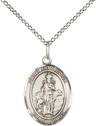 [8325SS/18SS] Sterling Silver Saint Cornelius Pendant on a 18 inch Sterling Silver Light Curb chain
