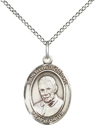 [8326SS/18SS] Sterling Silver Saint Luigi Orione Pendant on a 18 inch Sterling Silver Light Curb chain