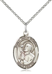 [8334SS/18SS] Sterling Silver Saint Rene Goupil Pendant on a 18 inch Sterling Silver Light Curb chain