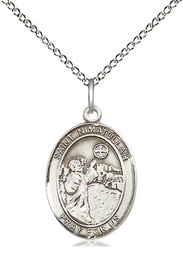 [8339SS/18SS] Sterling Silver Saint Nimatullah Pendant on a 18 inch Sterling Silver Light Curb chain