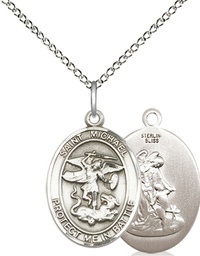 [1172SS/18SS] Sterling Silver Saint Michael Guardian Angel Pendant on a 18 inch Sterling Silver Light Curb chain