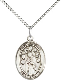 [8341SS/18SS] Sterling Silver Saint Felicity Pendant on a 18 inch Sterling Silver Light Curb chain