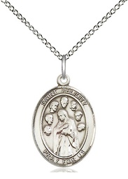 [8341SS/18SS] Sterling Silver Saint Felicity Pendant on a 18 inch Sterling Silver Light Curb chain