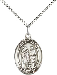 [8348SS/18SS] Sterling Silver Saint Joachim Pendant on a 18 inch Sterling Silver Light Curb chain