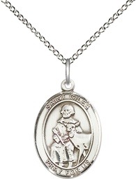[8349SS/18SS] Sterling Silver Saint Giles Pendant on a 18 inch Sterling Silver Light Curb chain