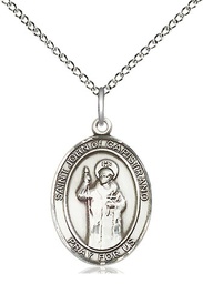 [8350SS/18SS] Sterling Silver Saint John of Capistrano Pendant on a 18 inch Sterling Silver Light Curb chain