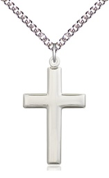 [2190SS/24SS] Sterling Silver Cross Pendant on a 24 inch Sterling Silver Heavy Curb chain