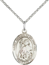 [8353SS/18SS] Sterling Silver Saint Adrian of Nicomedia Pendant on a 18 inch Sterling Silver Light Curb chain