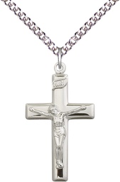[2191SS/24SS] Sterling Silver Crucifix Pendant on a 24 inch Sterling Silver Heavy Curb chain