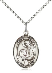 [8359SS/18SS] Sterling Silver Saint Paula Pendant on a 18 inch Sterling Silver Light Curb chain