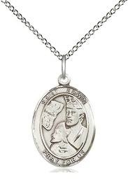 [8361SS/18SS] Sterling Silver Saint Edwin Pendant on a 18 inch Sterling Silver Light Curb chain