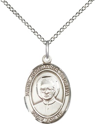 [8362SS/18SS] Sterling Silver Saint Josemaria Escriva Pendant on a 18 inch Sterling Silver Light Curb chain