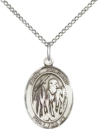[8363SS/18SS] Sterling Silver Saint Polycarp of Smyrna Pendant on a 18 inch Sterling Silver Light Curb chain