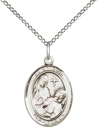 [8364SS/18SS] Sterling Silver Saint Fina Pendant on a 18 inch Sterling Silver Light Curb chain