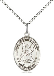[8365SS/18SS] Sterling Silver Saint Frances of Rome Pendant on a 18 inch Sterling Silver Light Curb chain