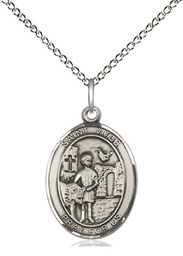 [8368SS/18SS] Sterling Silver Saint Vitus Pendant on a 18 inch Sterling Silver Light Curb chain