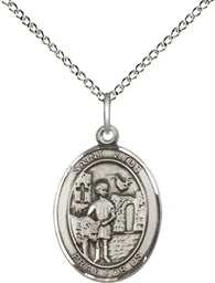 [8368SS/18SS] Sterling Silver Saint Vitus Pendant on a 18 inch Sterling Silver Light Curb chain