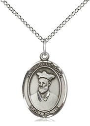 [8369SS/18SS] Sterling Silver Saint Philip Neri Pendant on a 18 inch Sterling Silver Light Curb chain