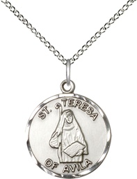 [1365SS/18SS] Sterling Silver Saint Theresa Pendant on a 18 inch Sterling Silver Light Curb chain