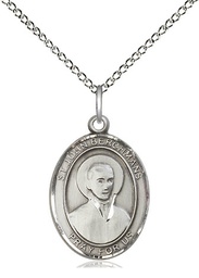 [8370SS/18SS] Sterling Silver Saint John Berchmans Pendant on a 18 inch Sterling Silver Light Curb chain