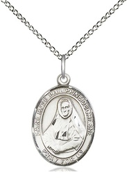 [8371SS/18SS] Sterling Silver Saint Rose Philippine Pendant on a 18 inch Sterling Silver Light Curb chain
