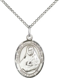 [8371SS/18SS] Sterling Silver Saint Rose Philippine Pendant on a 18 inch Sterling Silver Light Curb chain