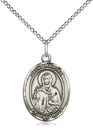 [8379SS/18SS] Sterling Silver Saint Marina Pendant on a 18 inch Sterling Silver Light Curb chain