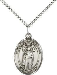 [8384SS/18SS] Sterling Silver Saint Ivo Pendant on a 18 inch Sterling Silver Light Curb chain