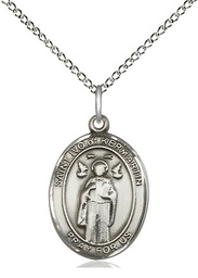 [8384SS/18SS] Sterling Silver Saint Ivo Pendant on a 18 inch Sterling Silver Light Curb chain