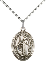 [8385SS/18SS] Sterling Silver Saint Raymond of Penafort Pendant on a 18 inch Sterling Silver Light Curb chain