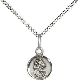 [2343SS/18SS] Sterling Silver Saint Christopher Pendant on a 18 inch Sterling Silver Light Curb chain