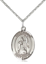 [8386SS/18SS] Sterling Silver Saint Drogo Pendant on a 18 inch Sterling Silver Light Curb chain