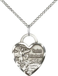 [3203SS/18SS] Sterling Silver Saint Michael the Archangel Pendant on a 18 inch Sterling Silver Light Curb chain