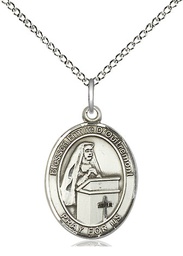 [8390SS/18SS] Sterling Silver Blessed Emilee Doultremont Pendant on a 18 inch Sterling Silver Light Curb chain