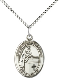 [8390SS/18SS] Sterling Silver Blessed Emilee Doultremont Pendant on a 18 inch Sterling Silver Light Curb chain