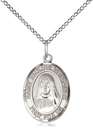 [8391SS/18SS] Sterling Silver Saint Pauline Visintainer Pendant on a 18 inch Sterling Silver Light Curb chain