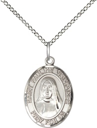 [8391SS/18SS] Sterling Silver Saint Pauline Visintainer Pendant on a 18 inch Sterling Silver Light Curb chain