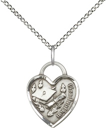 [3406SS/18SS] Sterling Silver Graduation Heart Pendant on a 18 inch Sterling Silver Light Curb chain