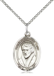 [8393SS/18SS] Sterling Silver Saint Peter Canisius Pendant on a 18 inch Sterling Silver Light Curb chain