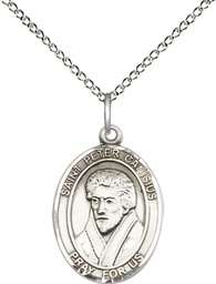 [8393SS/18SS] Sterling Silver Saint Peter Canisius Pendant on a 18 inch Sterling Silver Light Curb chain