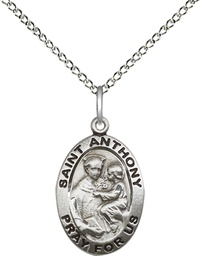 [3981SS/18SS] Sterling Silver Saint Anthony of Padua Pendant on a 18 inch Sterling Silver Light Curb chain