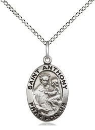 [3981SS/18SS] Sterling Silver Saint Anthony of Padua Pendant on a 18 inch Sterling Silver Light Curb chain