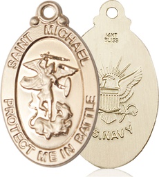 [1171KT6] 14kt Gold Saint Michael Navy Medal
