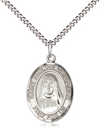 [8391SS/18S] Sterling Silver Saint Pauline Visintainer Pendant on a 18 inch Light Rhodium Light Curb chain
